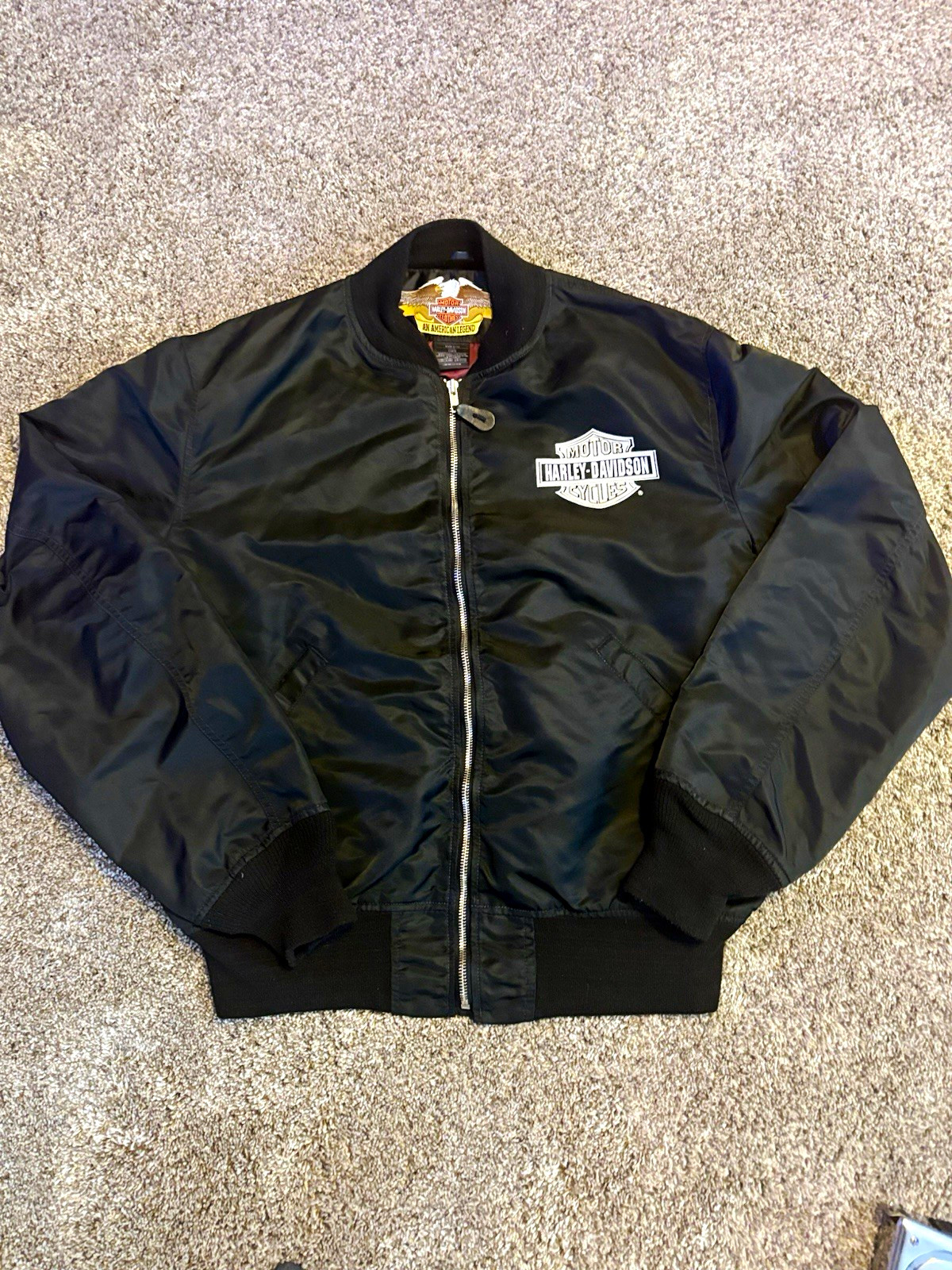 Vintage Harley Davidson Bomber Jacket Large 95th Anniversary 1998 Black