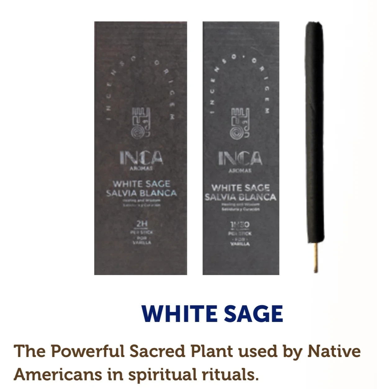 Inca Aromas- White Sage Origen Incense (9 pcs) – Premium Resin Incense #EE03