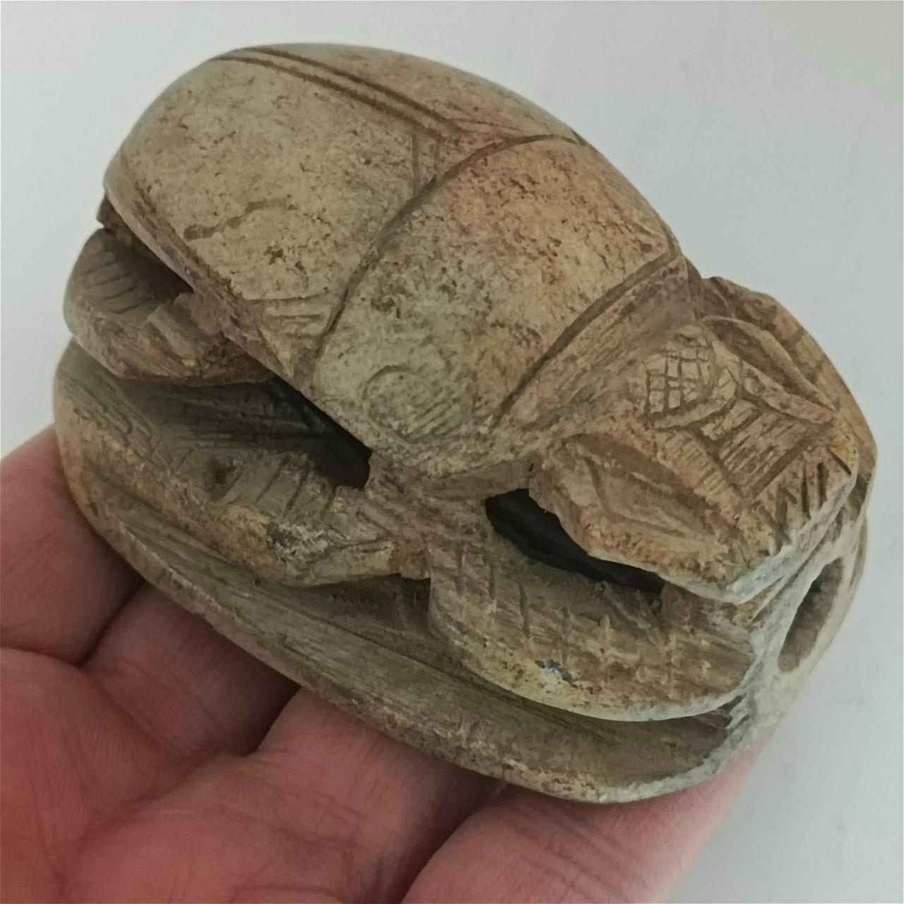 Rare Egyptia scarab relic with hieroglyphs unique pharaonic archaeological style