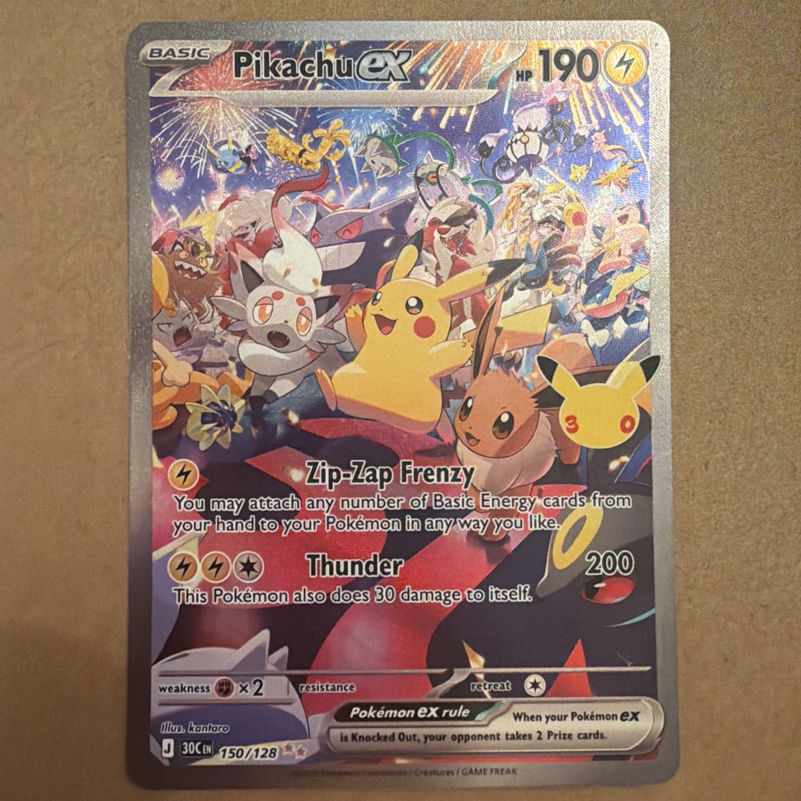 Pikachu ex #150/128 - 2026 Pokemon 30th anniversary SIR (Night Pika)