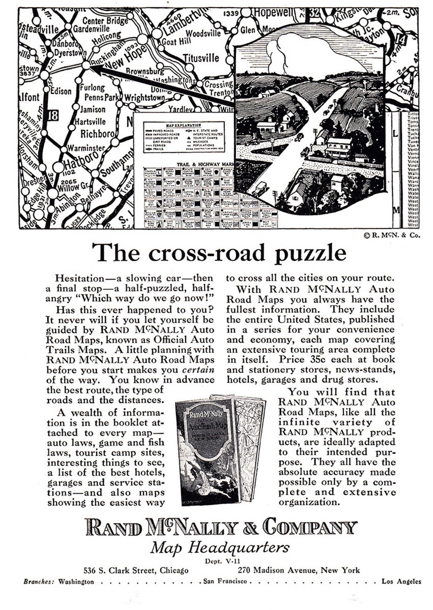 1925 Rand McNally: Cross-Road Puzzle Vintage Print Ad 1925 Rand McNally: Cross-Road Puzzle Vintage Print Ad