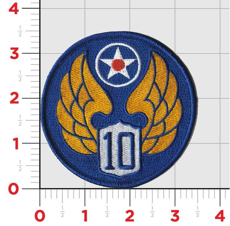 USAF 10TH AIR FORCE WINGS STAR MILITARY HOOK & LOOP ROUND EMBROIDERED PATCH