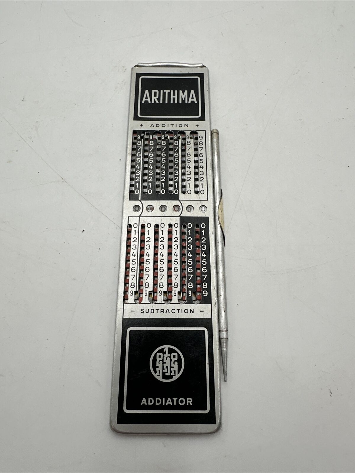 Vintage Arithma Addiator - Adding Machine Calculator with Stylus Germany