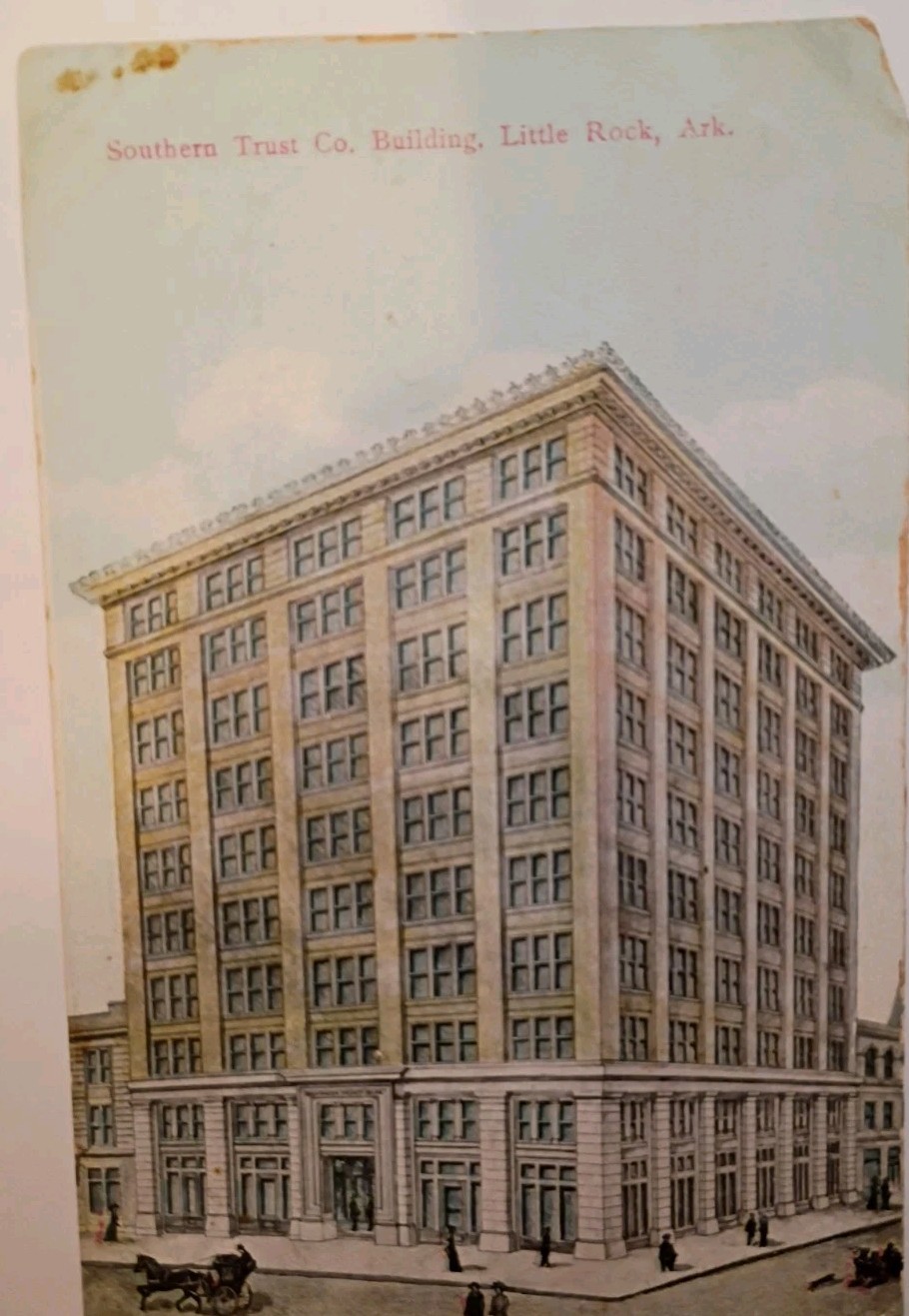 1911 Southern Trust Co. Building Little Rock ARK Postcard - Horse & Buggy