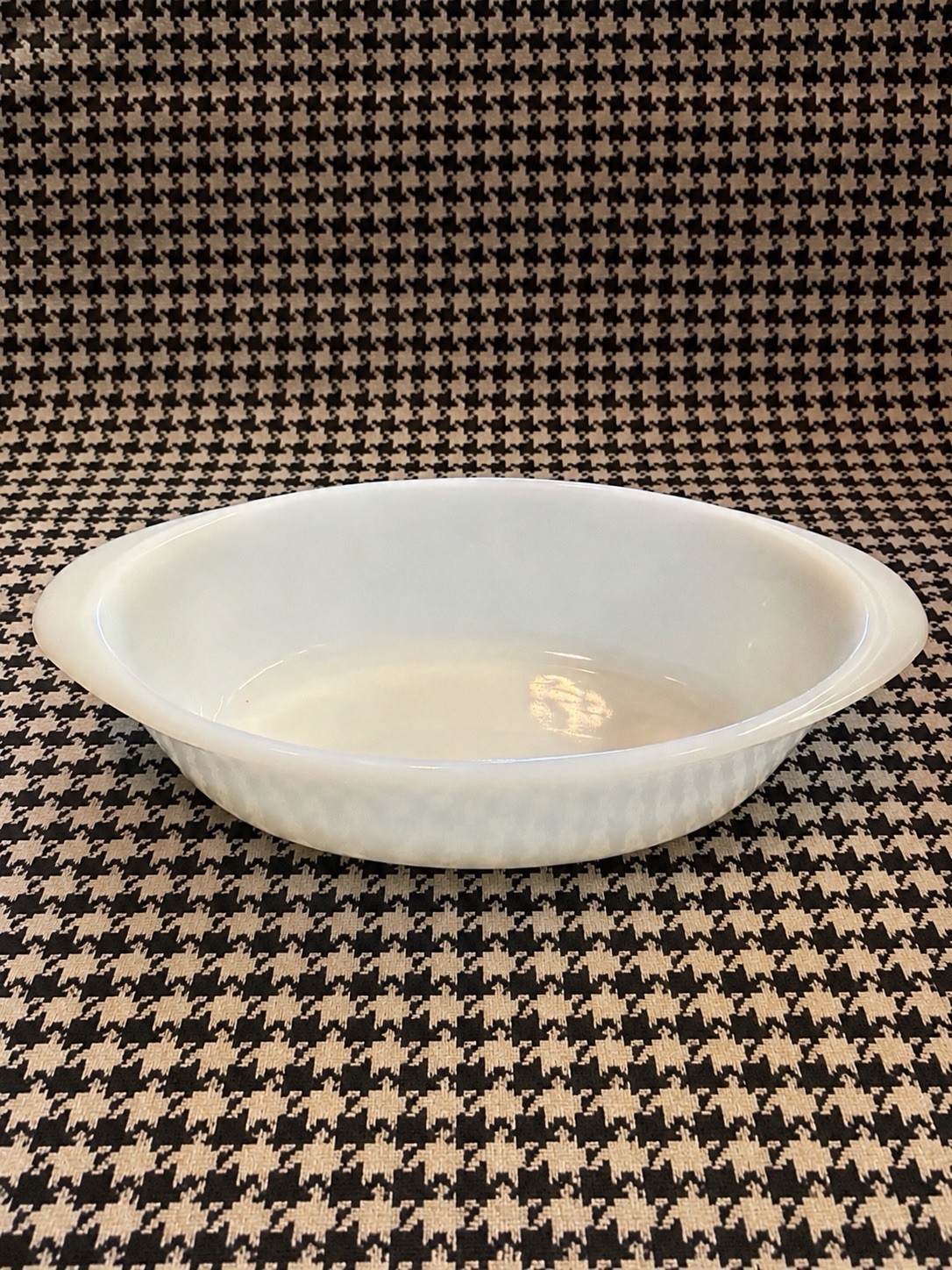 VTG Glasbake Casserole White Milk Glass Oval Baking Dish J235 1 Qt USA Made