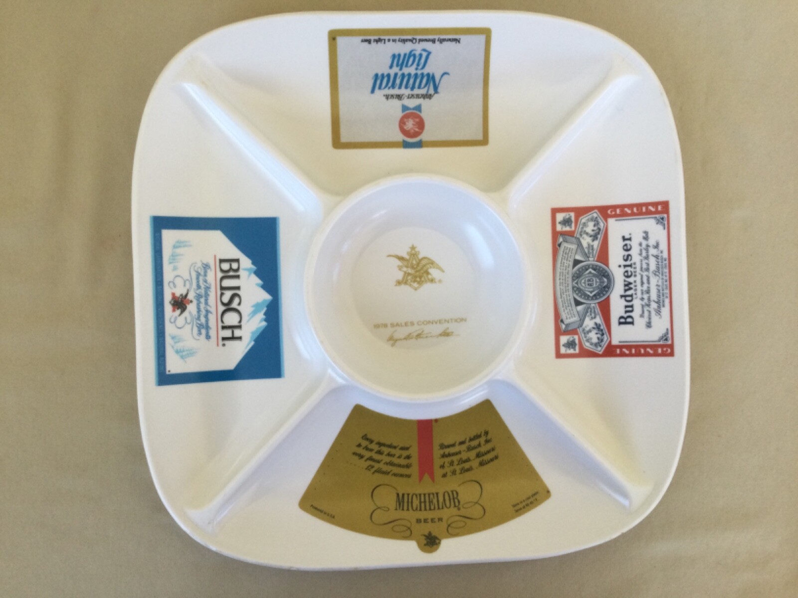 Anheuser/Busch Budweiser 1978 Sales Convention Plastic Chip/Dip Serving Tray
