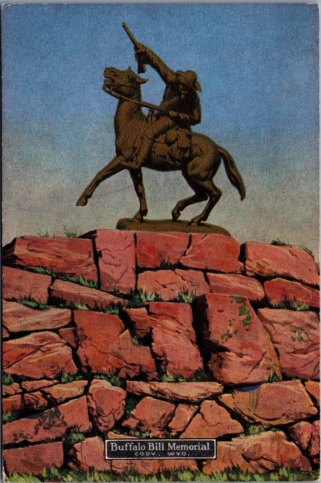 Buffalo Bill Memorial Cody Wyoming Statue Mrs. Harry Payne Whitney Postcard