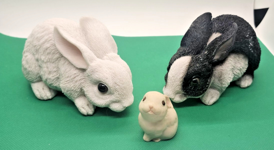 Vintage Rabbit Figurines Set of 3 White & Black Dutch Bunny Resin Easter Spring Vintage Rabbit Figurines Set of 3 White & Black Dutch Bunny Resin Easter Spring