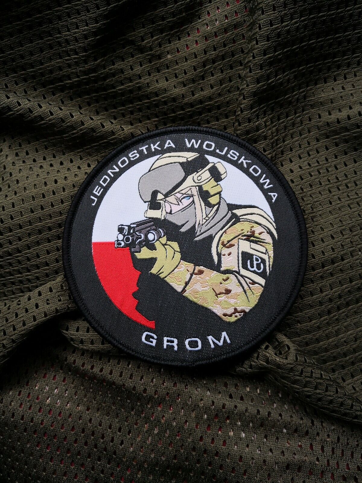 GROM Polish Special Forces Military Tactical Hook Loop Patch - Anime girl waifu