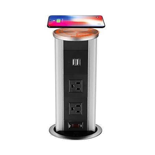 Link2Home 2-Outlets Automatic Pop Up with 10-Watt Induction Wireless Charger