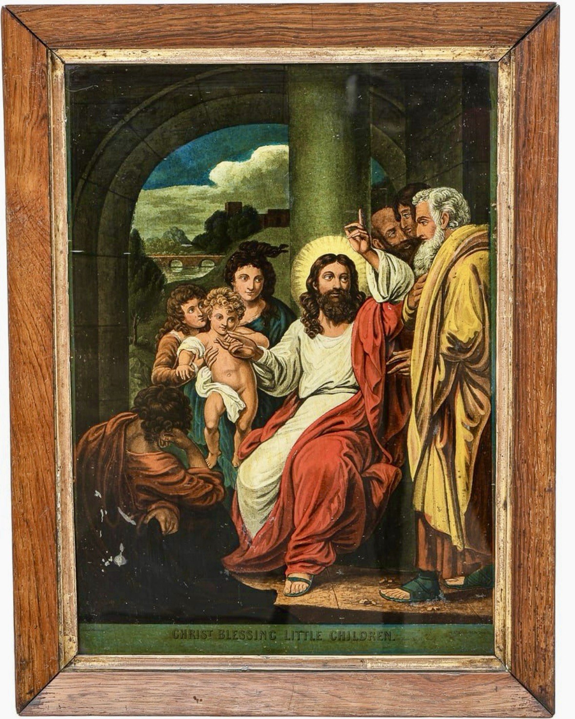 Antique Reverse oil painting  On Glass, Jesus Christ. Retablo, Retable,