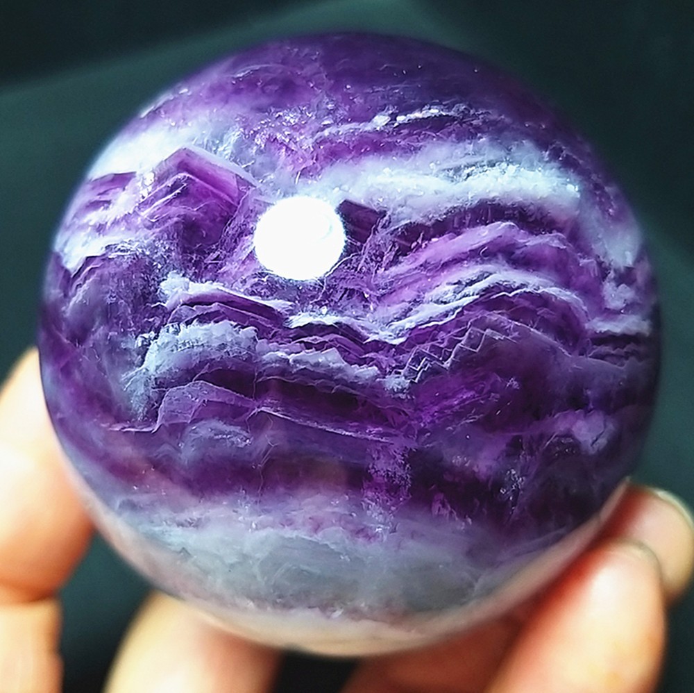 RARE 284g Natural Polishing Purple Silk Fluorite Crystal Ball Healing A4896