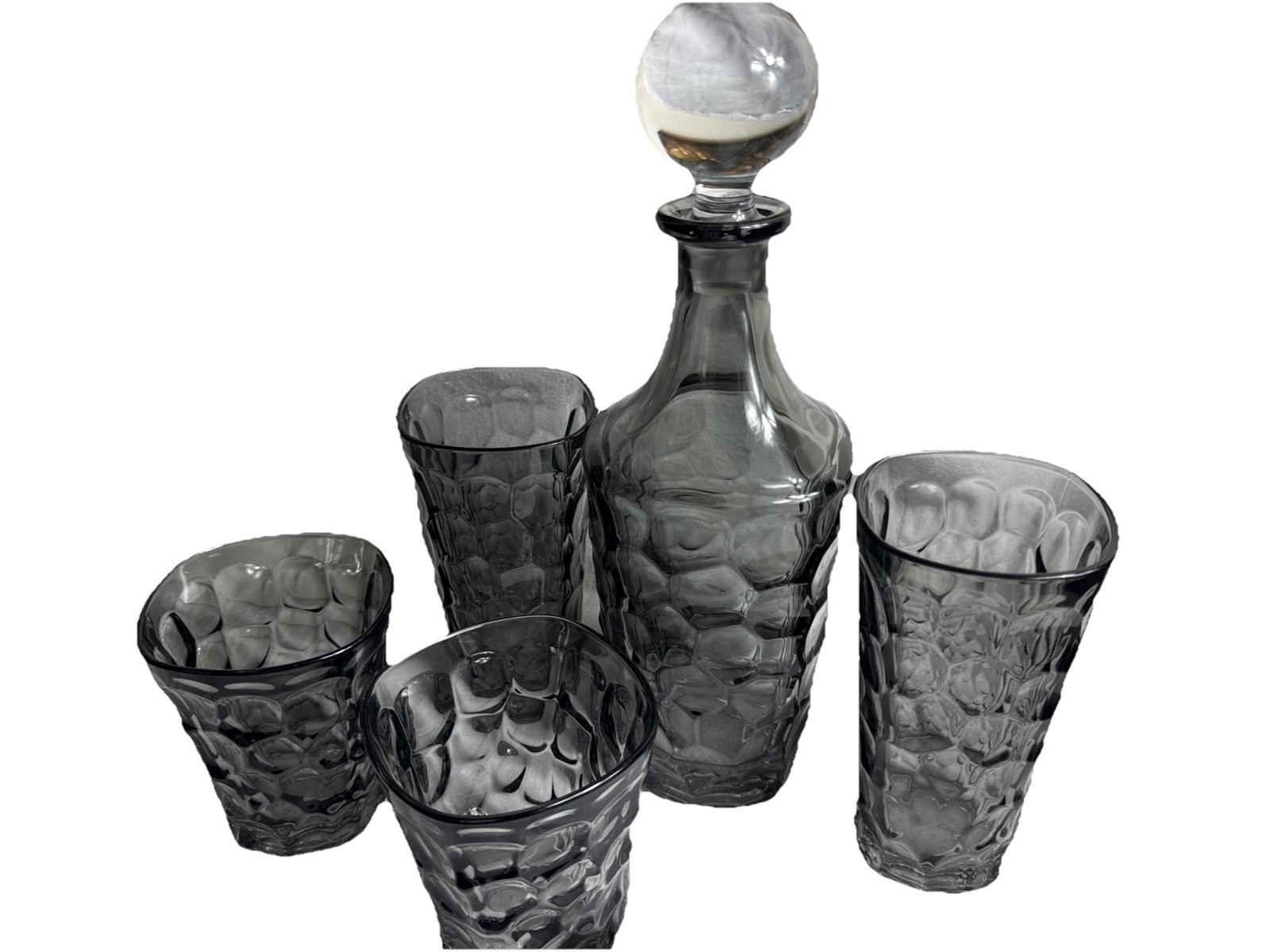 Halston Elegant Grey Decanter And 4 Glasses Set