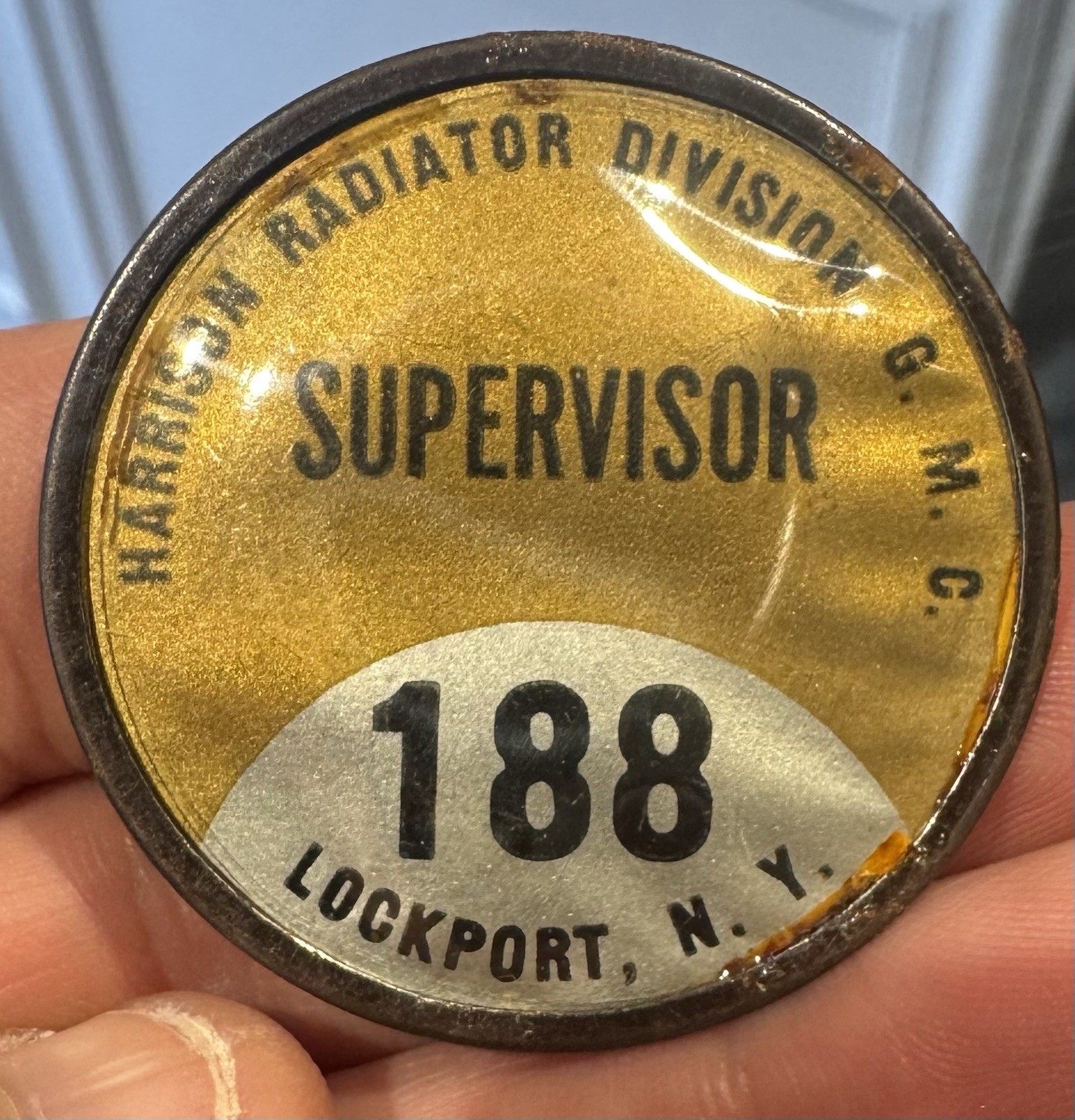 Vintage Harrison Radiator Lockport NY General Motors Supervisor Badge 2\