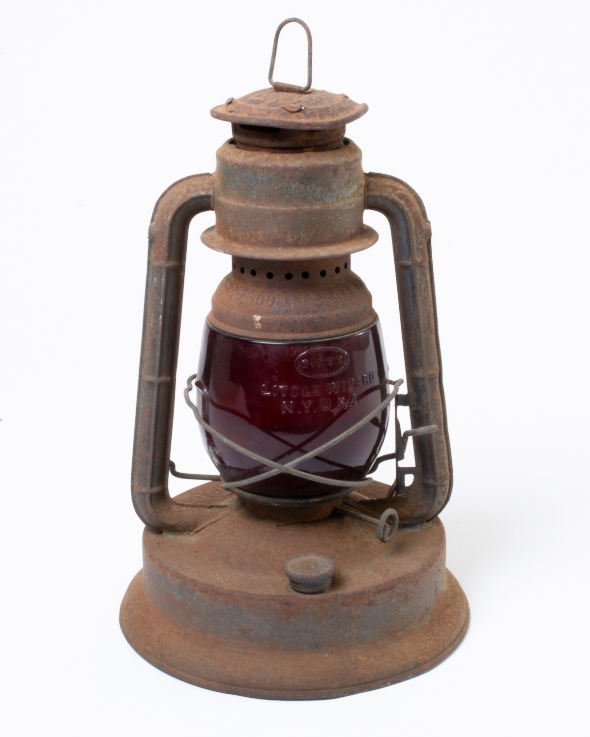 Vintage Dietz Railroad Lantern Little Wizard Red Glass Little Giant So. Counties