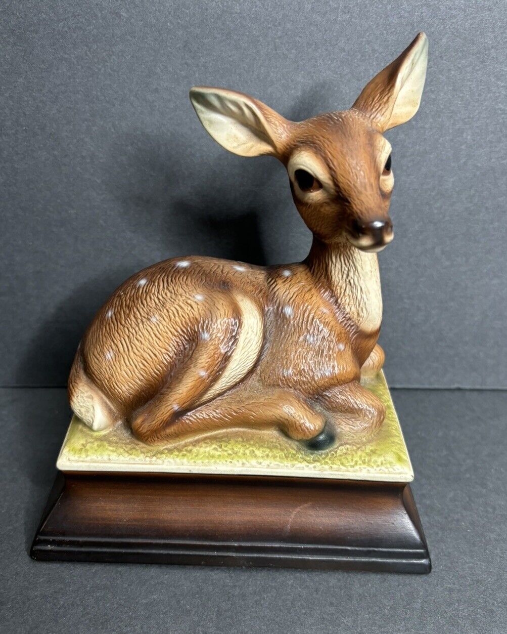 Vintage M Takai Deer Lying On Grass Figurine H124A78 Signed Fawn Japan **Read