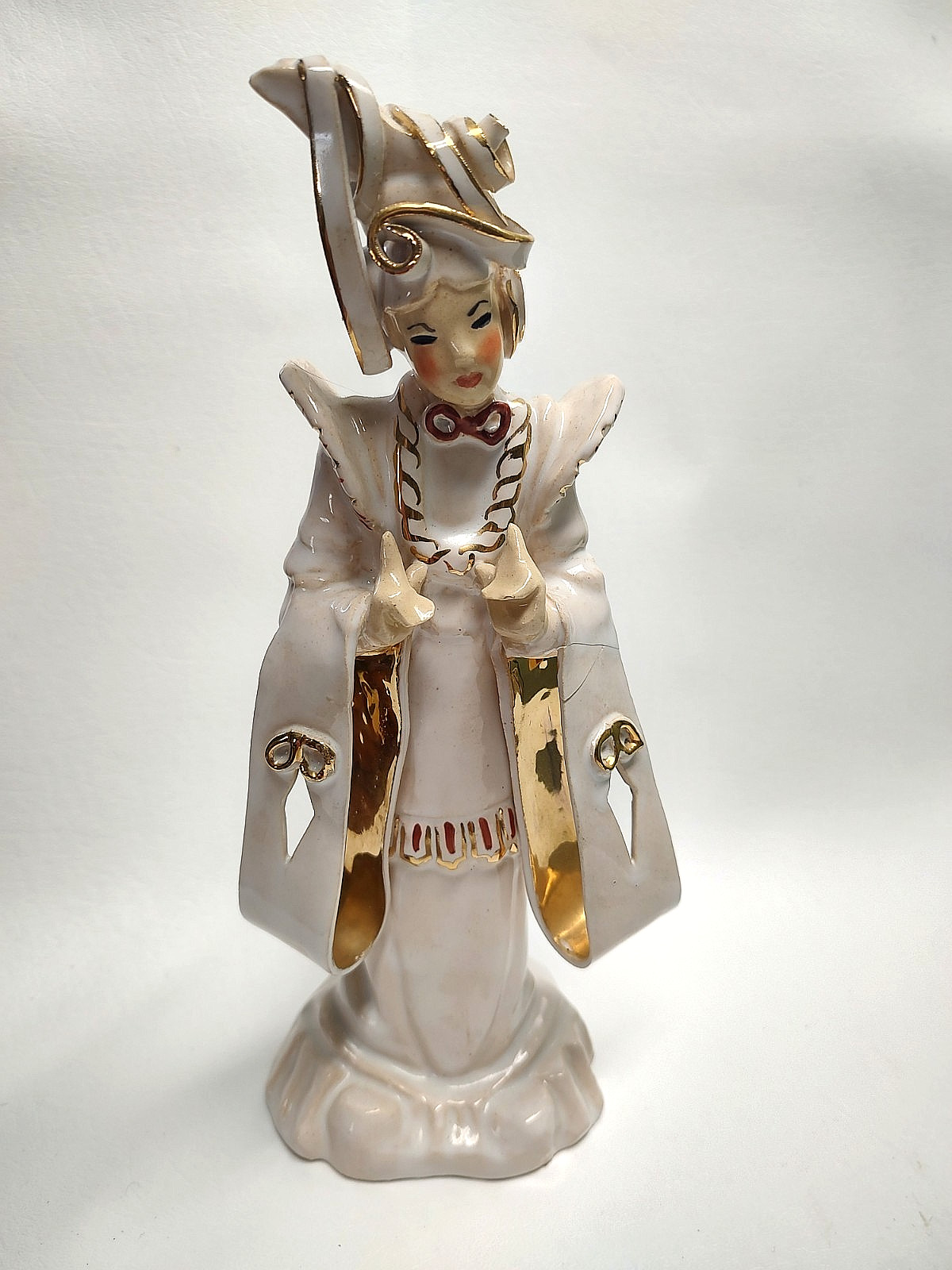 1940s MEM Ceramics Marguerite E Mitchell M.E.M Figurine Oriental Lady Gold Trim