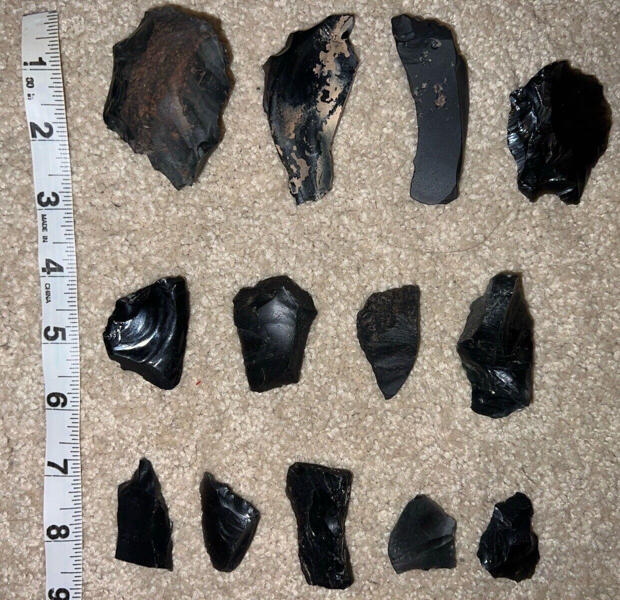 Group Of Great Basin Paleolithic Tools Owens Valley Ca 10000BC Coso Obsidian