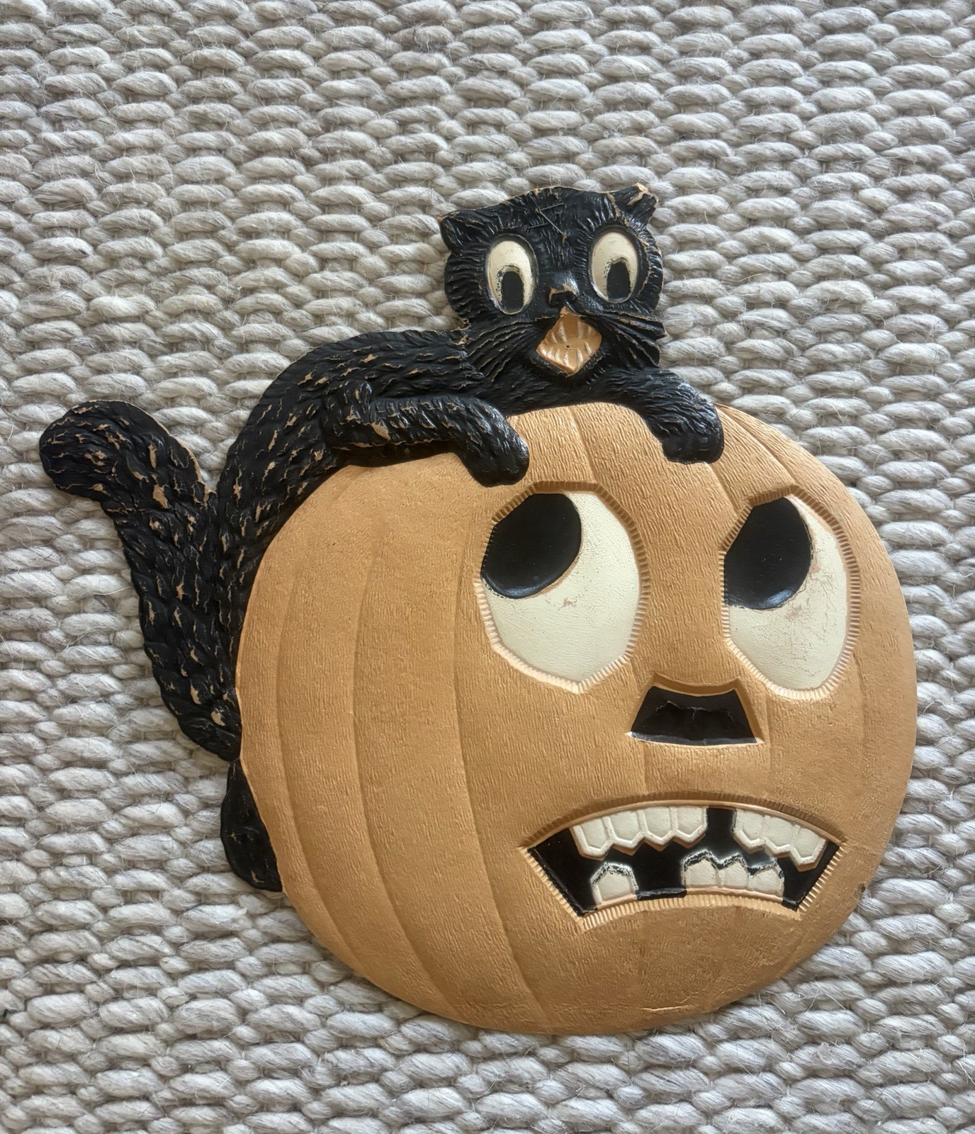 Vintage Made in Germany Halloween Black Cat Jack O Lantern Embossed Wall Decor Vintage Made in Germany Halloween Black Cat Jack O Lantern Embossed Wall Decor