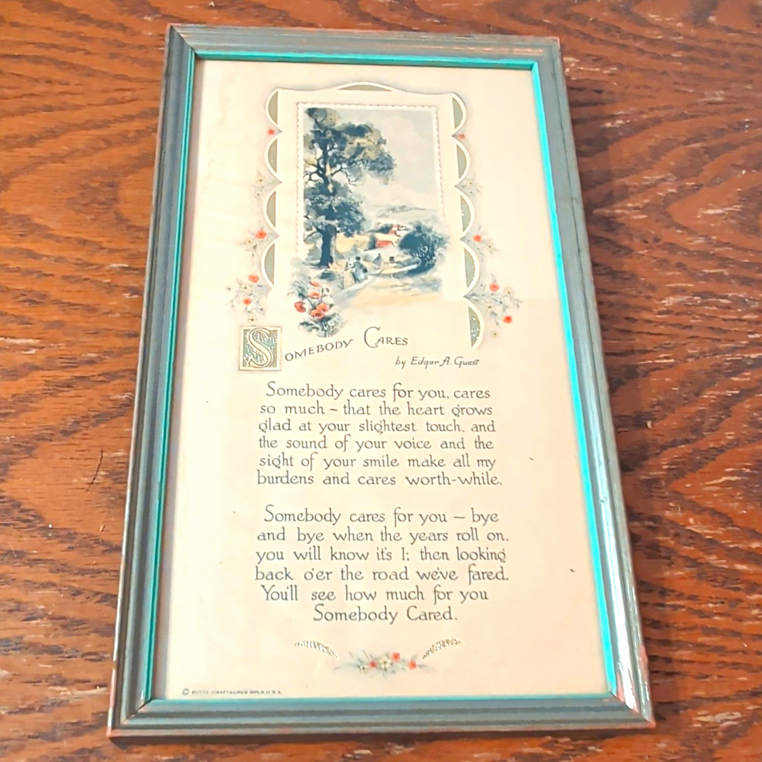 The Buzza Company Craftacres Vintage Framed “Somebody Cares” Poem Print