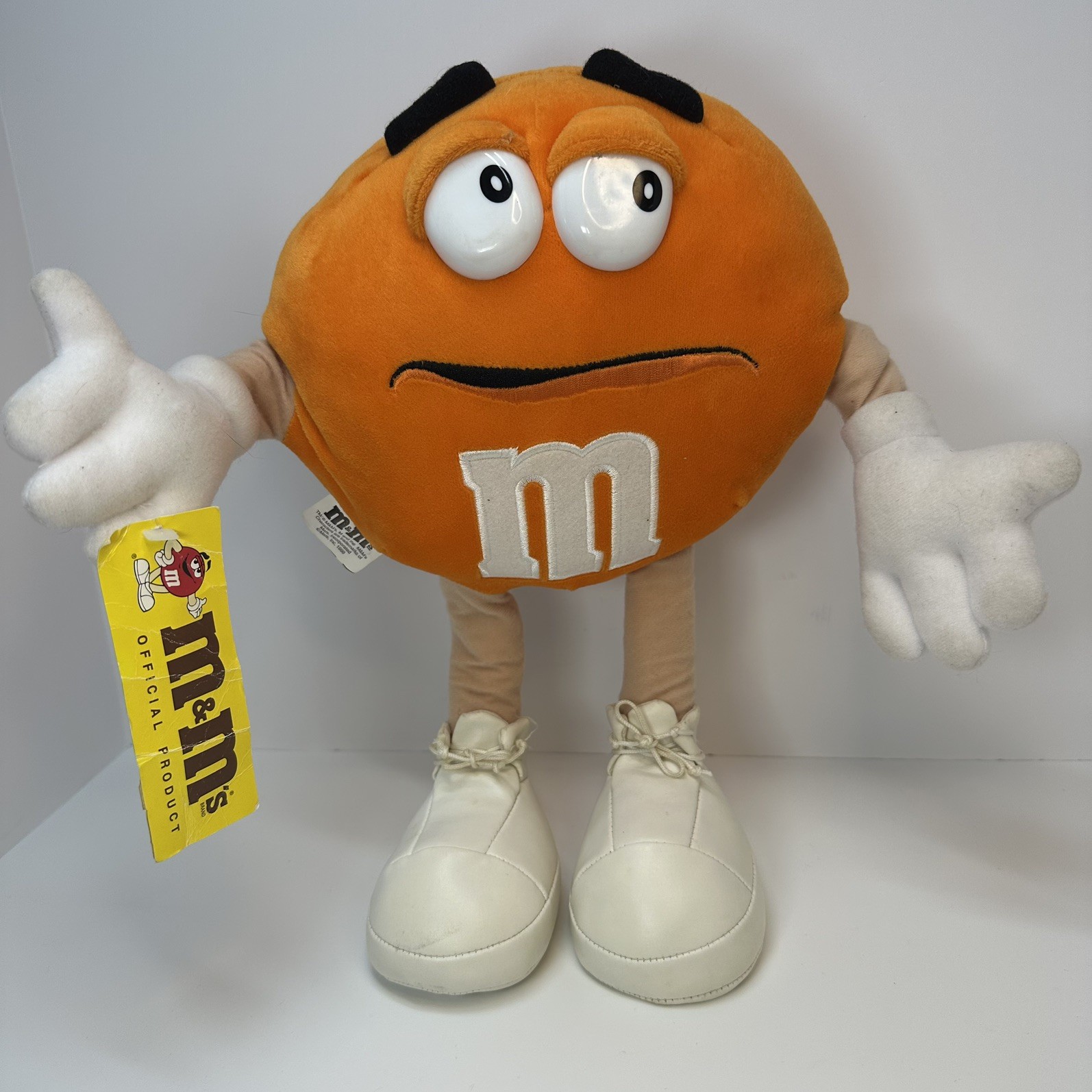 Vintage 1999 Orange M&M’s Crispy Posable Plush 12” Mars Candy Character w/Tag