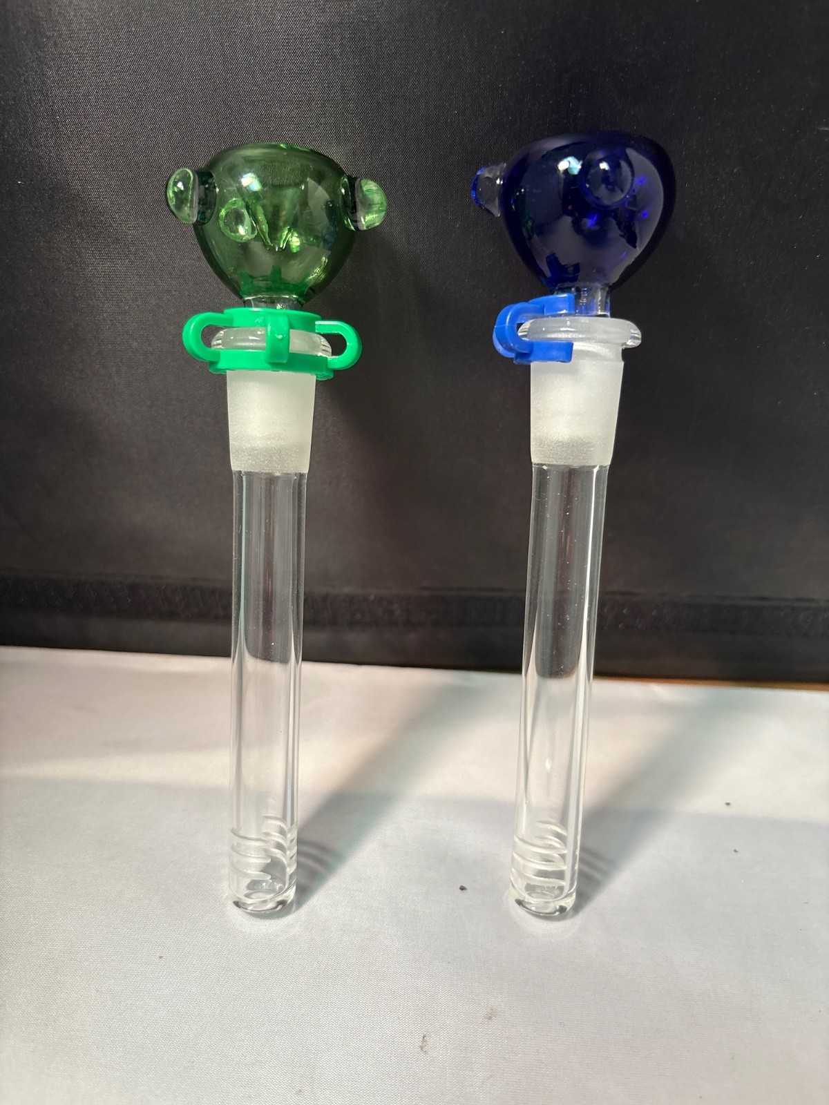 2-Pack 4.3'' 14mm Glass Downstem and Round Male COLOR  Bowl Piece for Glass Bong