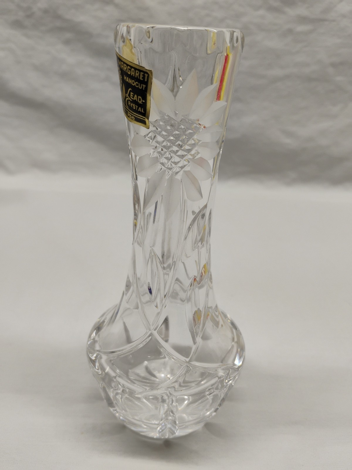 Margaret Handcut Sunflower Lead Crystal Bud Vase West Germany Over 24% Pbo