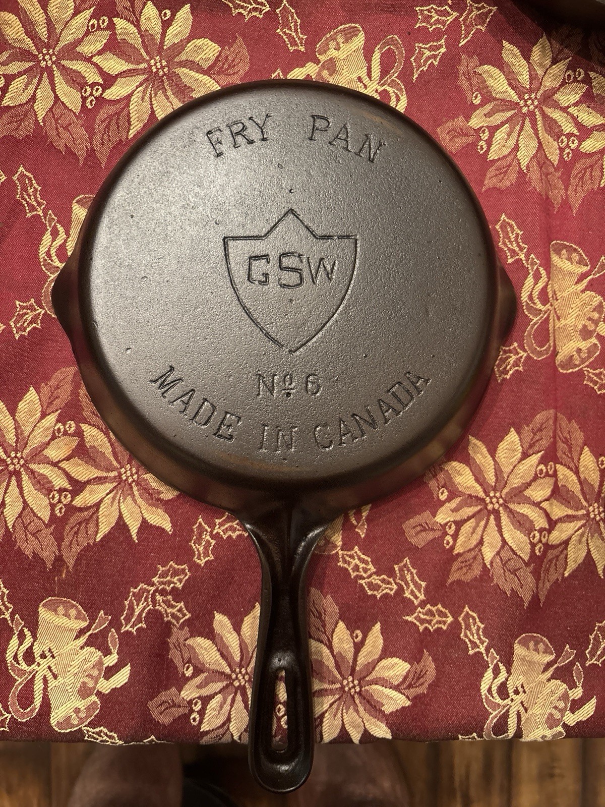1940's no. 6 GSW Cast Iron Skillet (Perfect Condition) (Very Hard To Find)