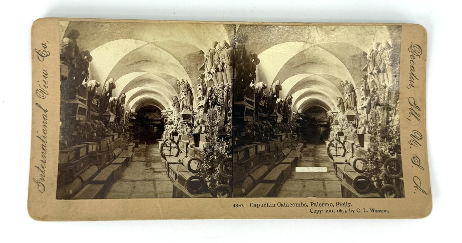 Vintage 1899 Capuchin Catacombs Palermo Sicily Stereoview International View Co.