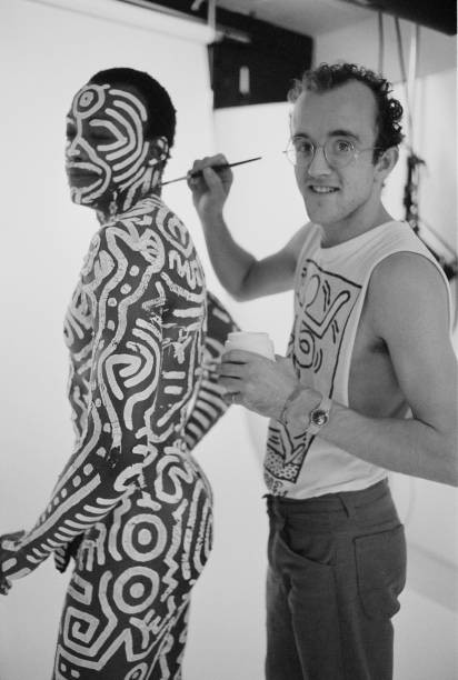 American artist Keith Haring body painting American choreographer, - Old Photo