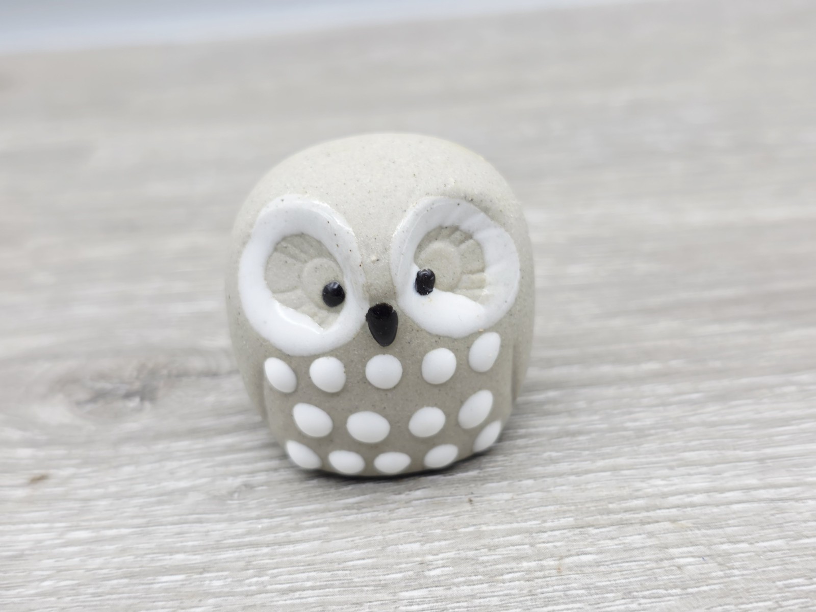 Vintage EMSON Art Pottery  MINI OWL Figurine GLAZED Ceramic / Clay TAIWAN