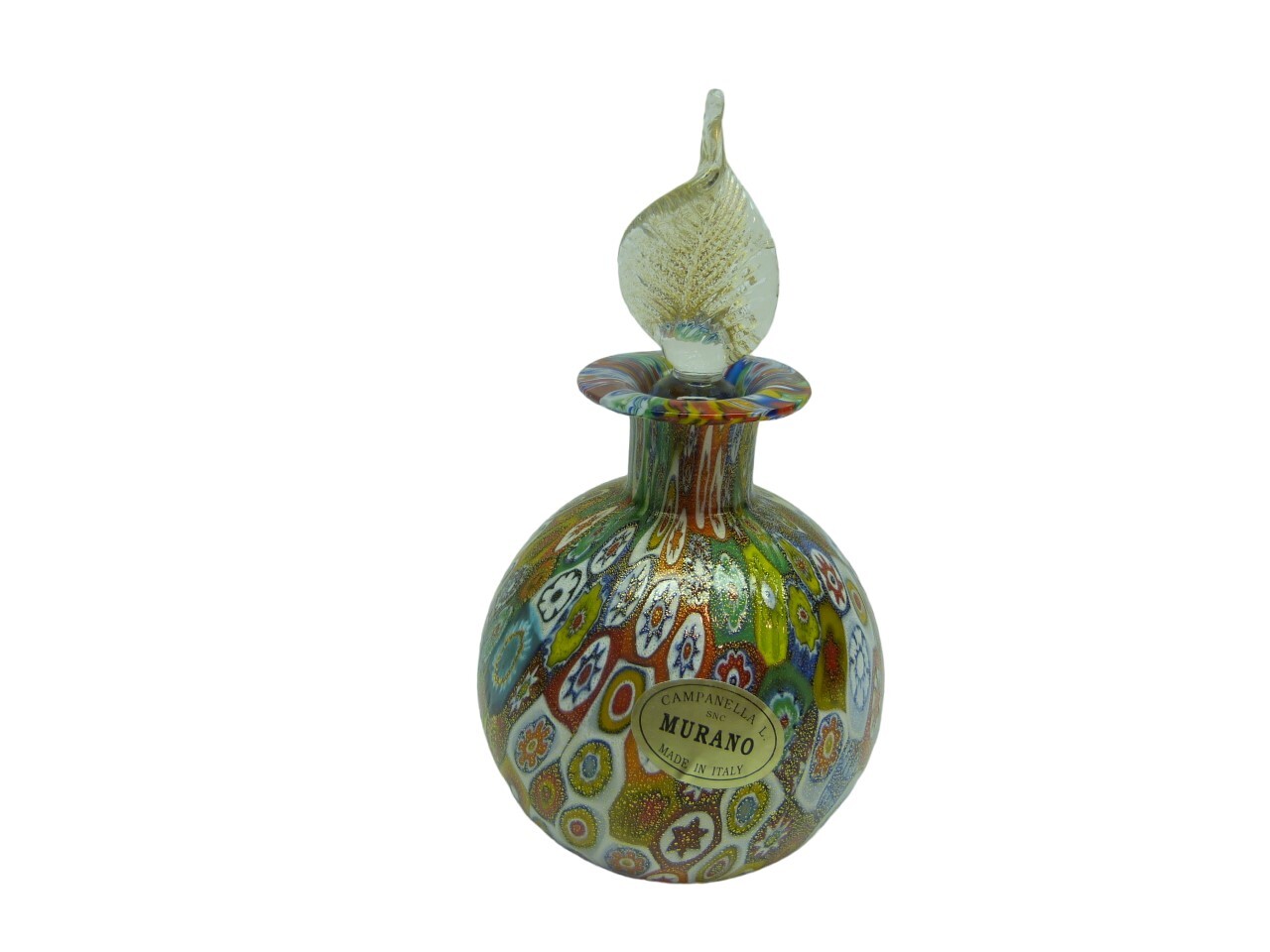 VINTAGE Campanella Murano Millefiori Art Glass Perfume Bottle with Label 5.25\