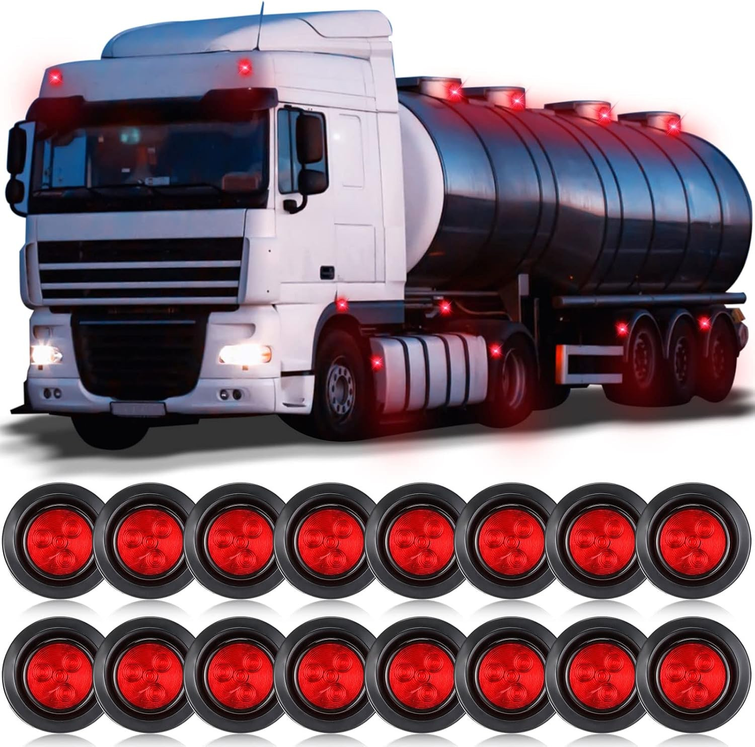 16 Pcs Red 2 Inch LED Marker Lights LED round Trailer Marker Lights Waterproof A 16 Pcs Red 2 Inch LED Marker Lights LED round Trailer Marker Lights Waterproof A