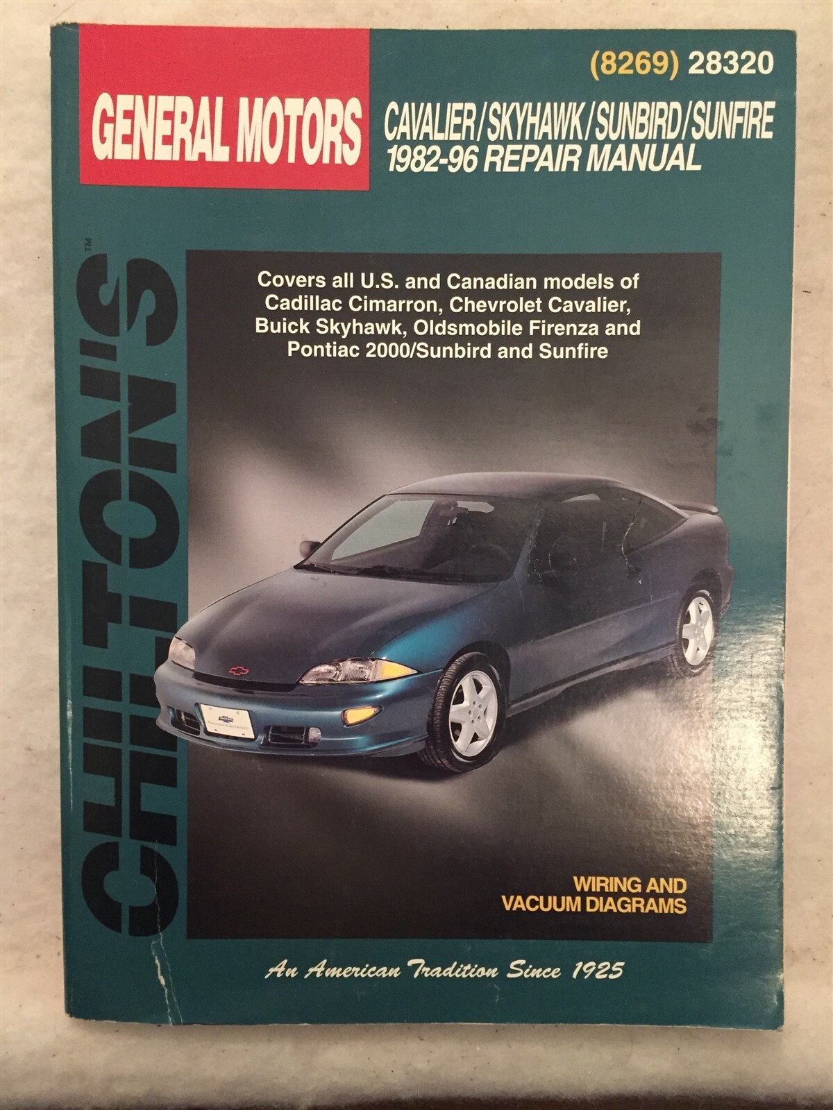 Chilton Repair Manual Cavalier Sunbird Skyhawk Firenza 1982 1996 28320 8269 Vtg