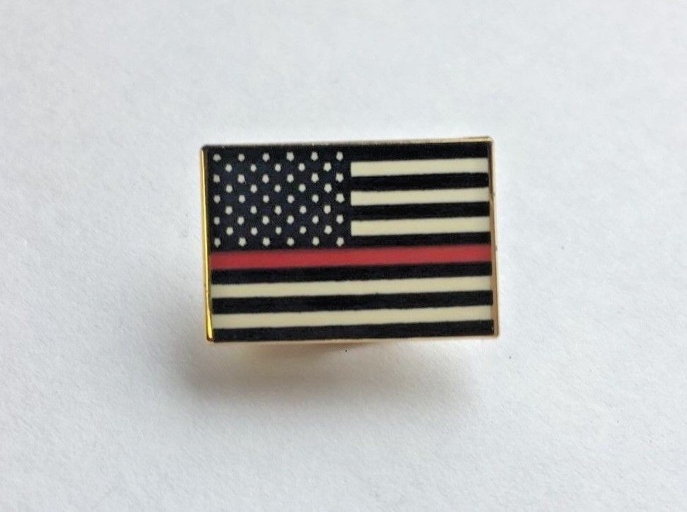 Thin Red Line USA Flag LAPEL PIN Support Firefighters *USA MADE* Fire Department