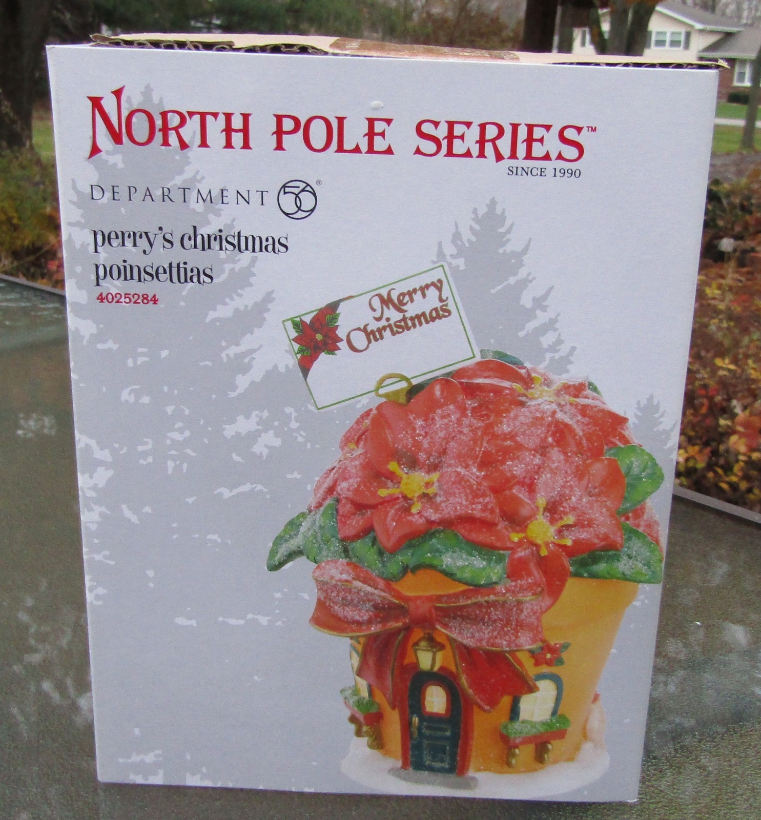 2012 Department 56 North Pole Series #4025284 PERRY'S CHRISTMAS POINTSETTIAS nos