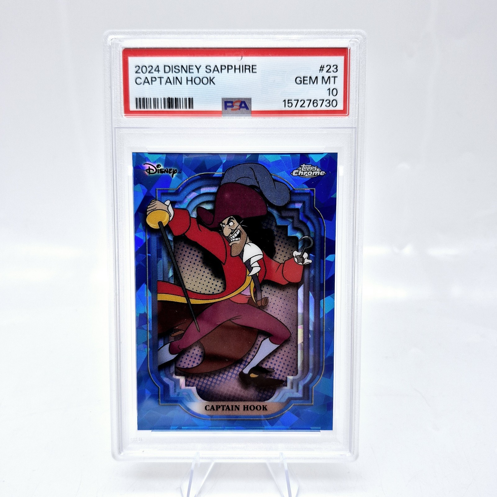 2024 Topps Chrome Disney Sapphire Captain Hook #23 PSA 10 Peter Pan Blue 2024 Topps Chrome Disney Sapphire Captain Hook #23 PSA 10 Peter Pan Blue