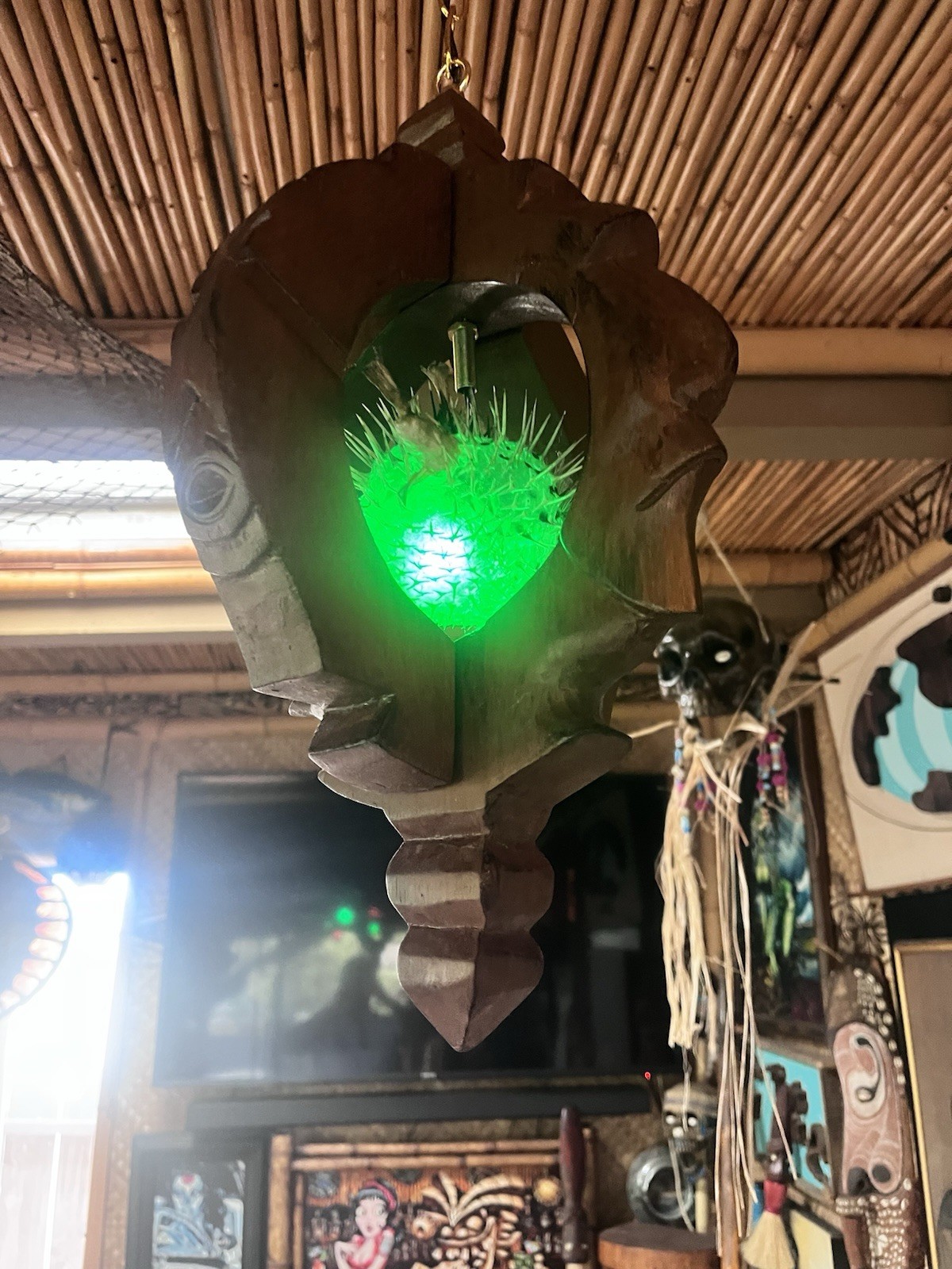 NEW Witco Style Lamp W/Real Pufferfish lamp CcLED Tiki bar Oceanic