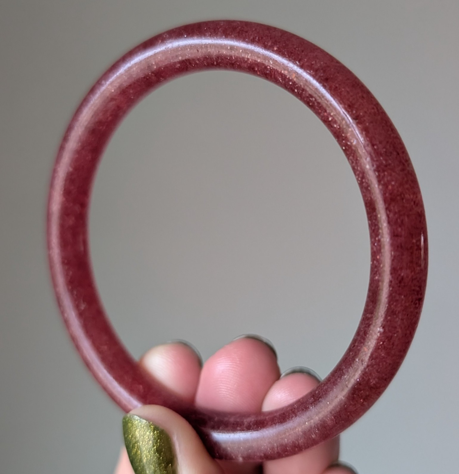 Strawberry Quartz Bracelet Bangle Crystal Gemstone Size 7.2