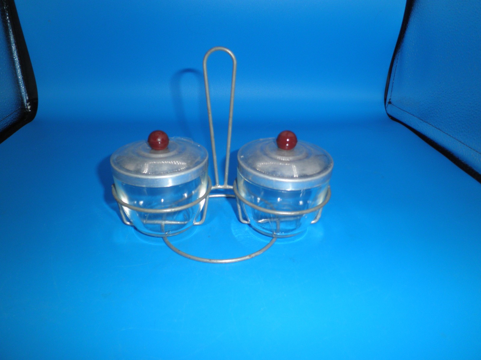 Glasbake Glass bake #281 custard set oven proof with rack cups lids egg coddlers
