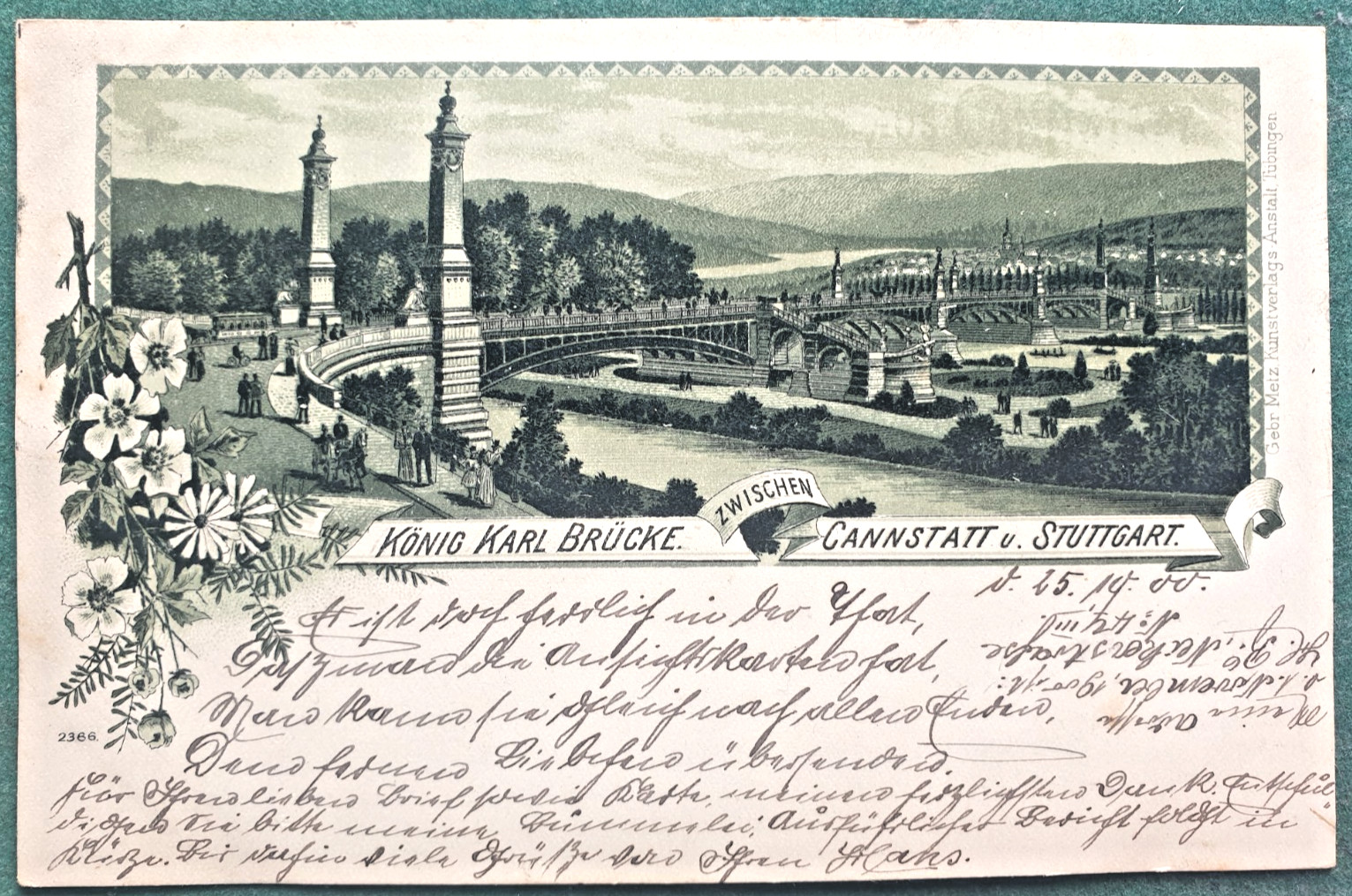 AK Stuttgart Bad Cannstatt 1900 King Karl Bridge Postcard Neckar View