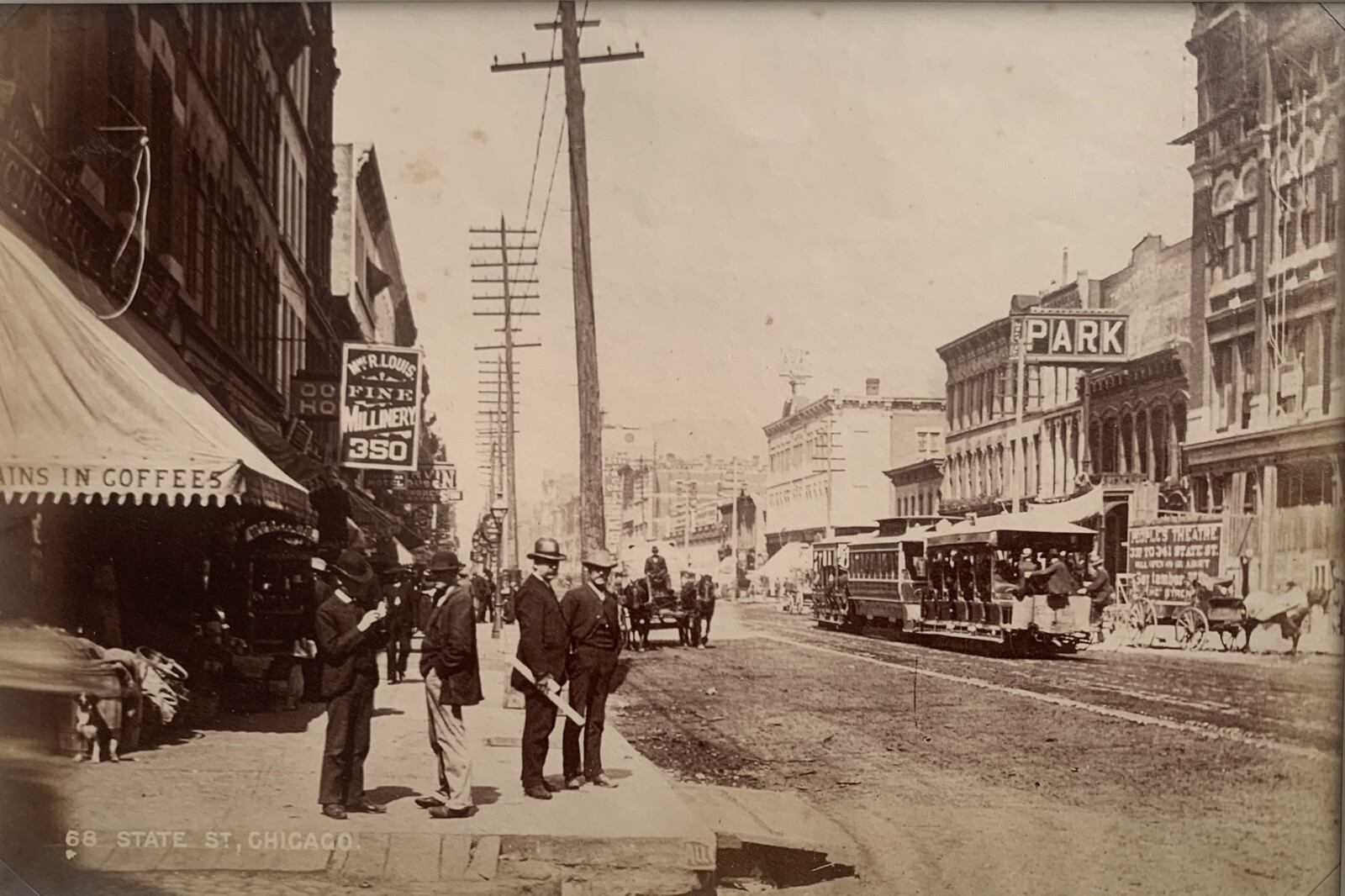 Original Albumen Sepia Print From 1890 East State Street Chicago Original Albumen Sepia Print From 1890 East State Street Chicago