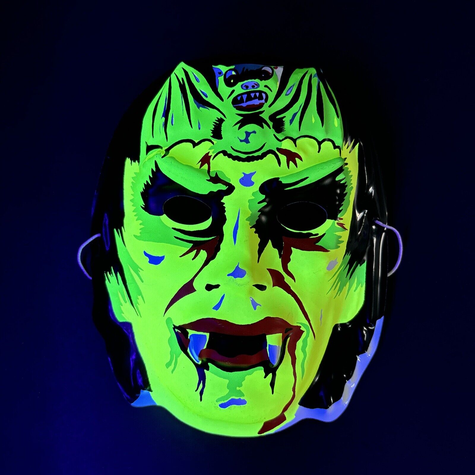 Plastic Mask Halloween Ben Cooper Vtg Vampire Bat Dracula Horror Rare Monster