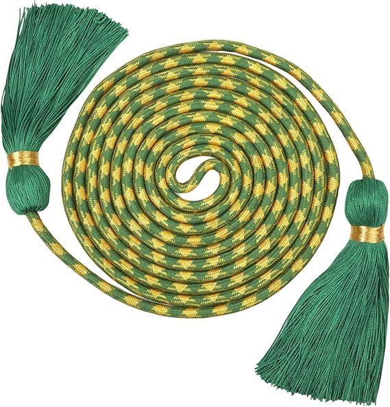 Green and Gold Tone Tassel Deluxe Extra Long Cincture Church Vestment 169 Inches