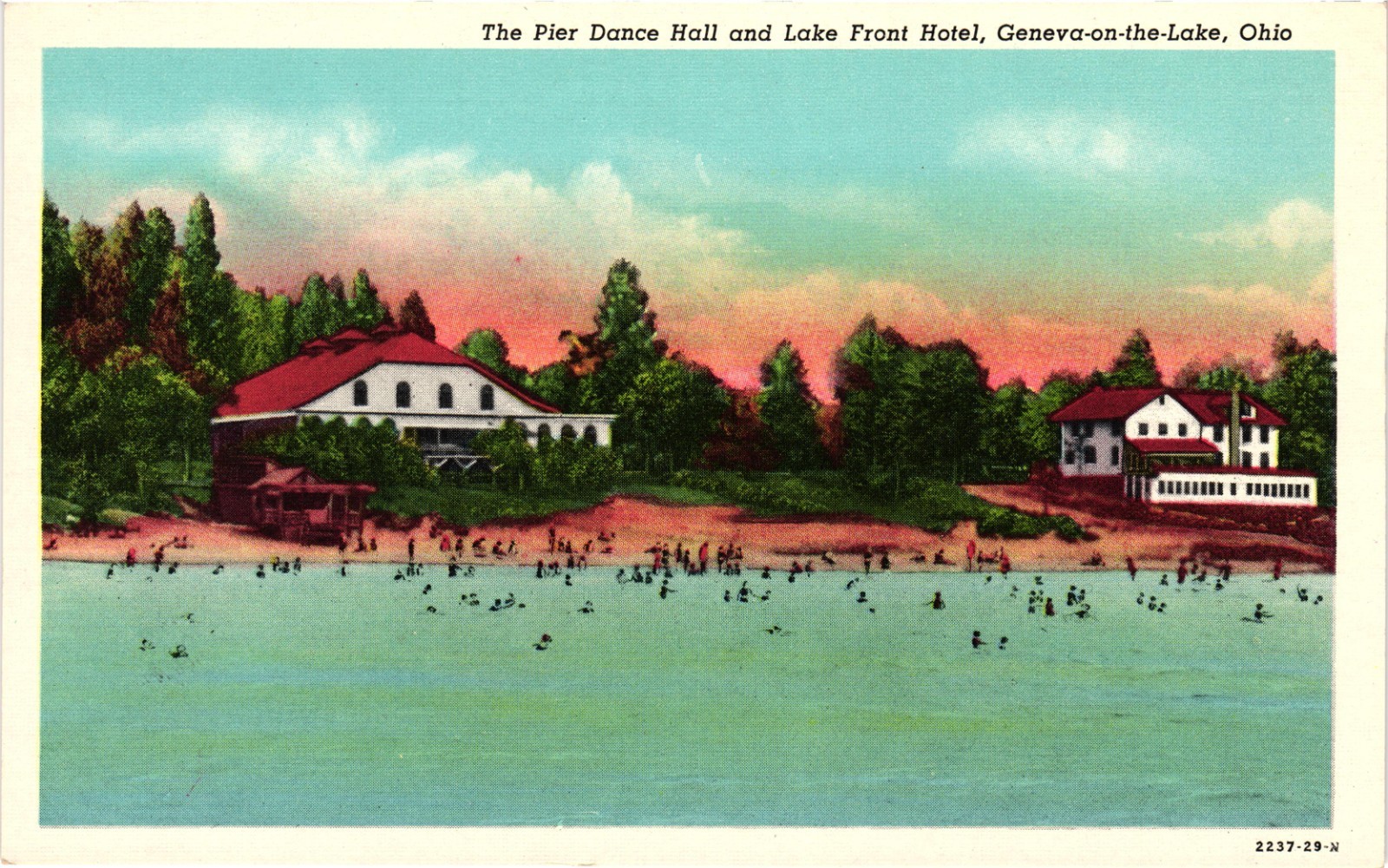 OHIO Geneva-on-the-Lake Pier Dance Hall & Lake Front Hotel OH Postcard