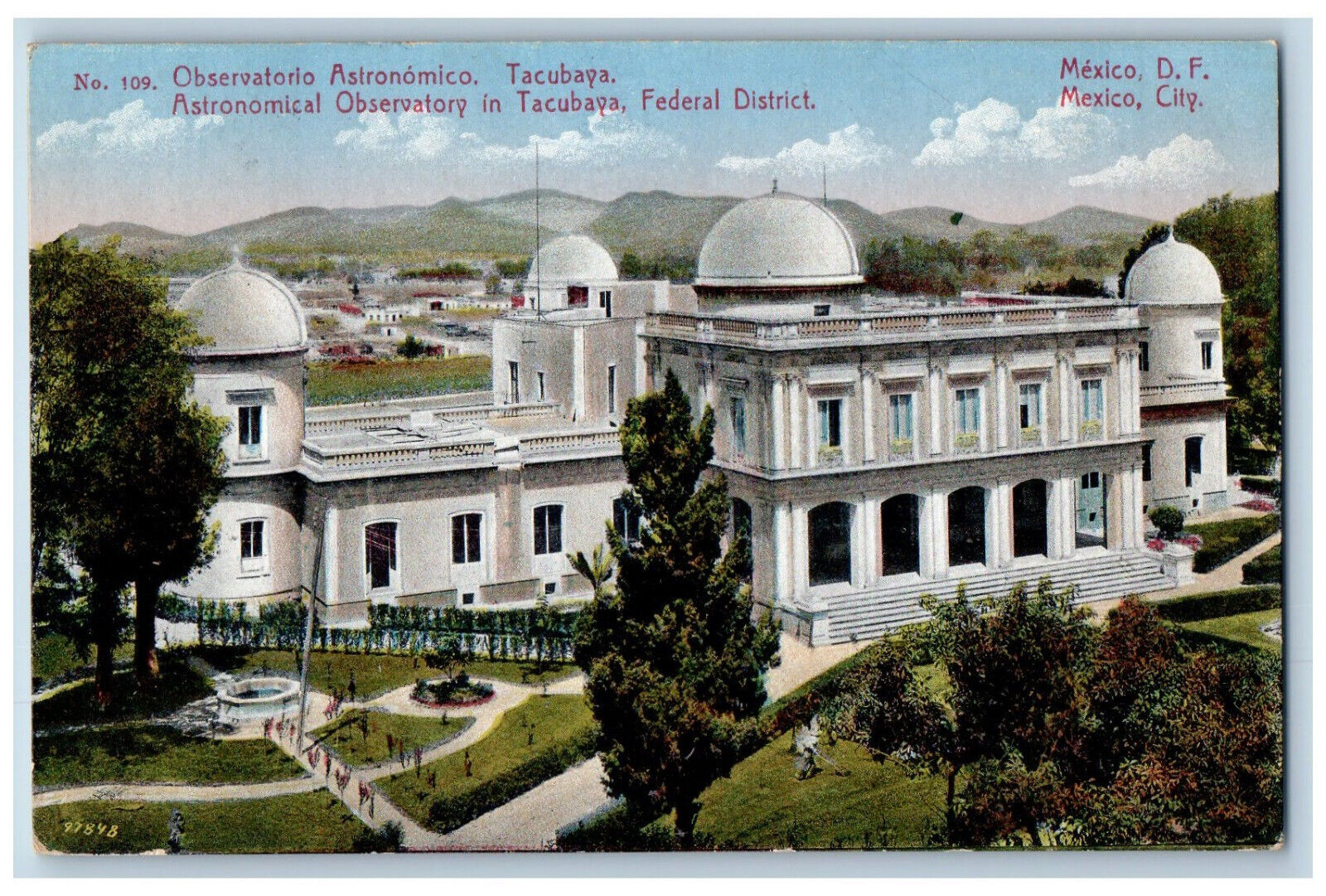 Mexico City Mexico Postcard Astronomical Observatory in Tacubaya 1928