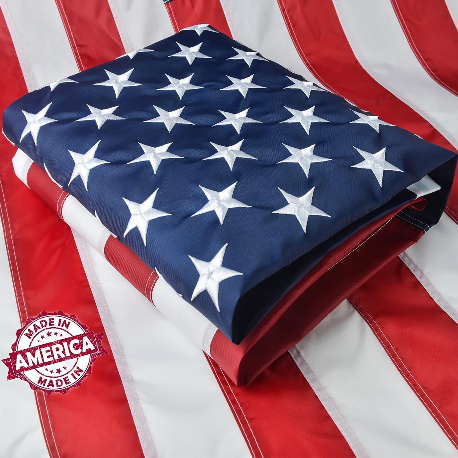 American Flag 2.5x4 ft Heavy Duty Outdoor 210D Embroidered Stars Sewn Stripes