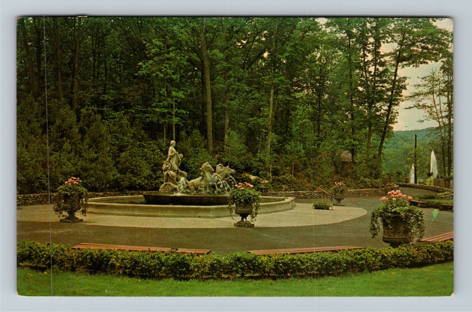 Tuxedo NY-New York, Fountain At Sterling Forest Gardens, c1964 Vintage Postcard
