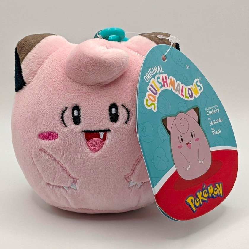 Squishmallows Pokémon Clefairy Pink Plush Clip-On Stuffed Animal w/ Label Squishmallows Pokémon Clefairy Pink Plush Clip-On Stuffed Animal w/ Label