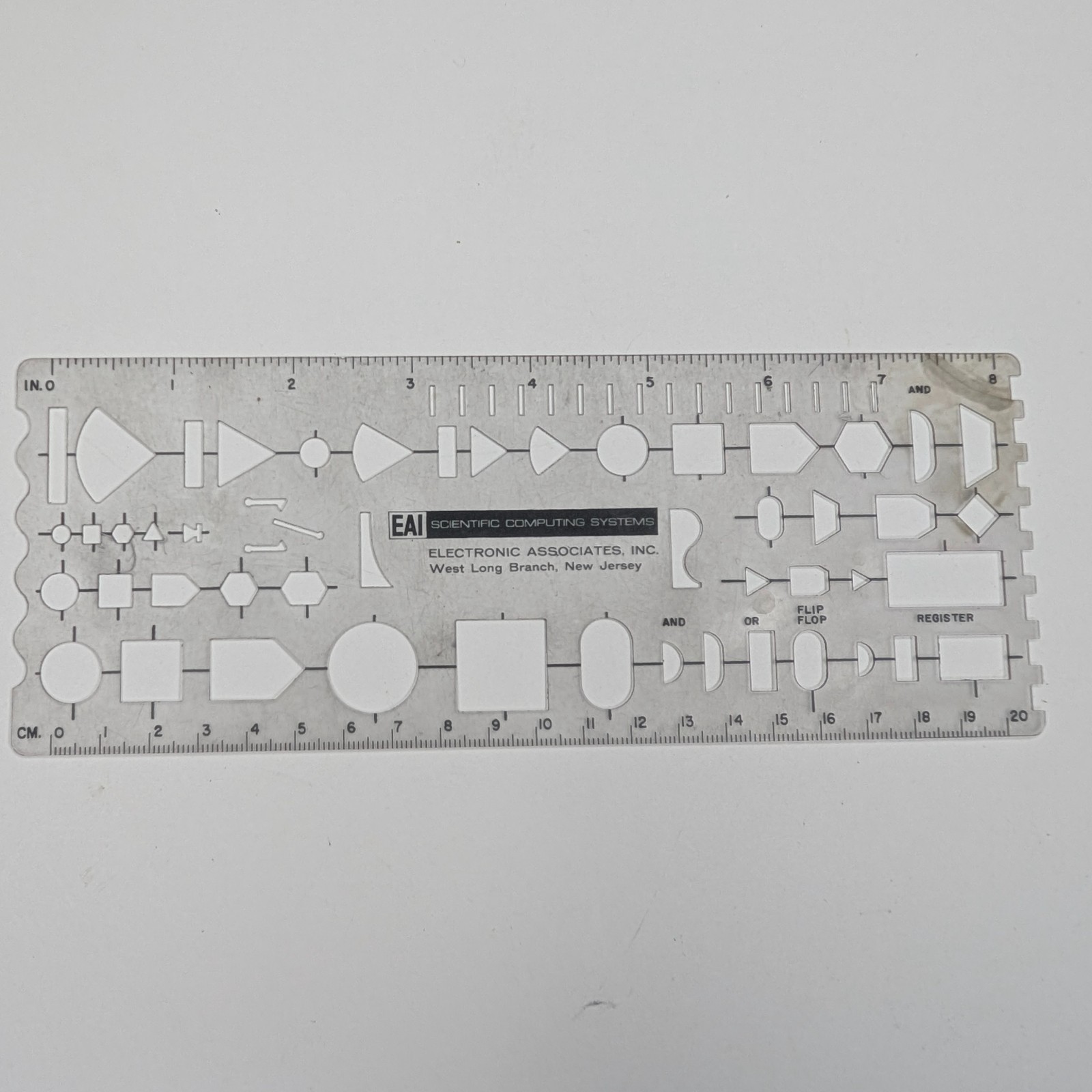 Vtg 1960s EAI Scientific Computing Logic Flowchart Drafting Template Stencil 8\